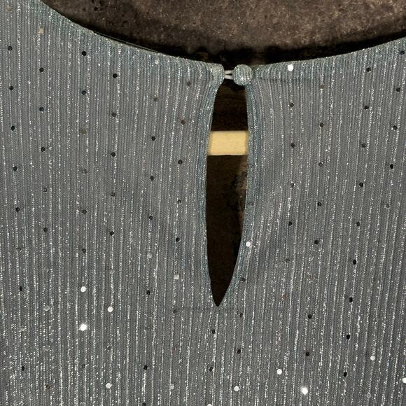 Baltic Born Grace Dress Light Blue Sequins Maxi Gown Belted Flutter Sleeves - Picture 9 of 14